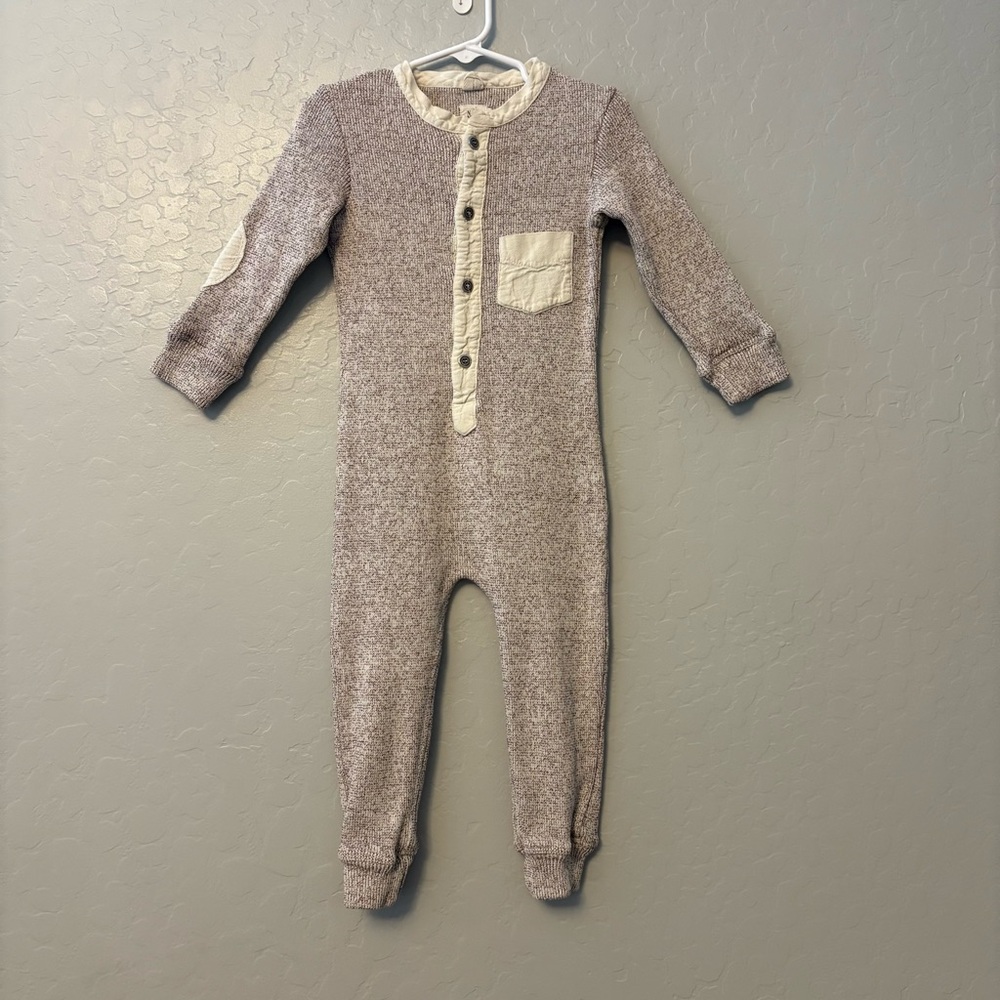 Nico Nico organic cotton burgundy cream knit one piece romper size 2 year
